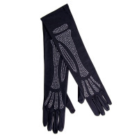 Перчатки со стразами Skeleton Bone Elbow Length Gloves от Rhinestone Leg Avenue, черные O\S