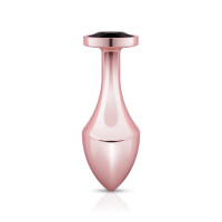 Анальна пробка з чорним каменем Rosy Gold Nouveau золота