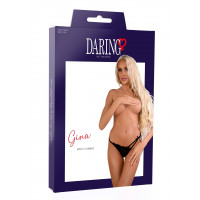 Стринги кружевные с акцентными шлейками по одной стороне Daring Intimates Gina черный, S/M