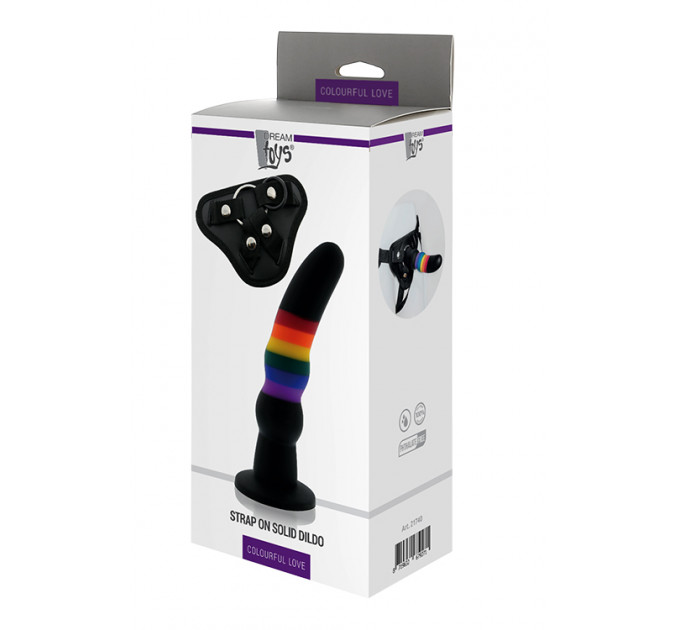 Страпон жіночий Райдужний COLOURFUL LOVE STRAP ON SOLID DILDO