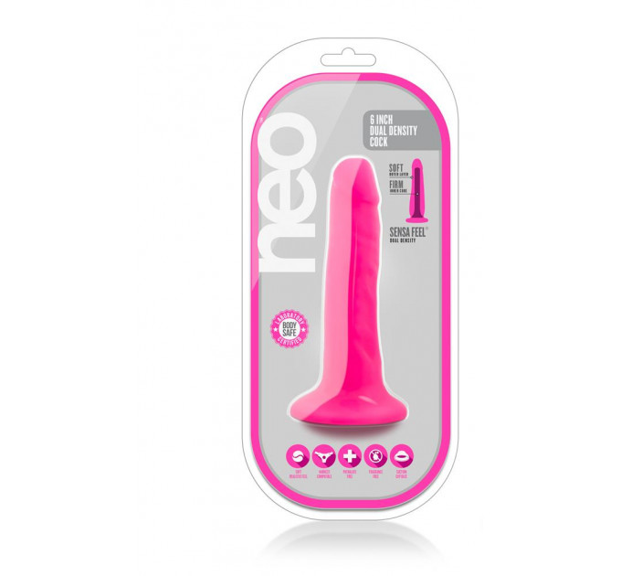 Фаллоимитатор NEO 6INCH DUAL DENSITY COCK NEON PINK