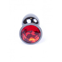 Анальна пробка з каменем Plug-Jewellery Dark Silver PLUG- Red розмір S