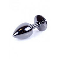 Анальна пробка з каменем Plug-Jewellery Dark Silver PLUG- Red розмір S