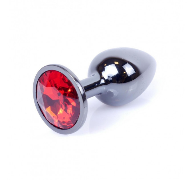 Анальна пробка з каменем Plug-Jewellery Dark Silver PLUG- Red розмір S
