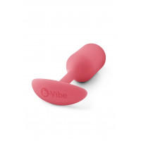 Бесшовная силиконовая анальная пробка с утяжелением B-Vibe - Snug Plug 2 коралловая