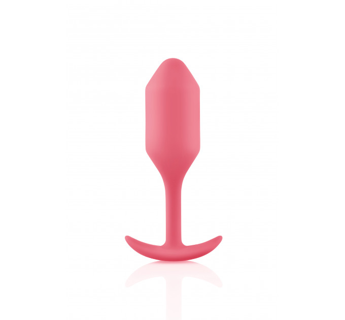 Бесшовная силиконовая анальная пробка с утяжелением B-Vibe - Snug Plug 2 коралловая