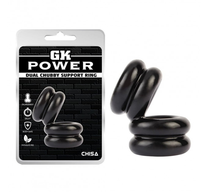 Подвійне ерекційне кільце Chisa GK Power Dual Chubby Support Ring, чорний