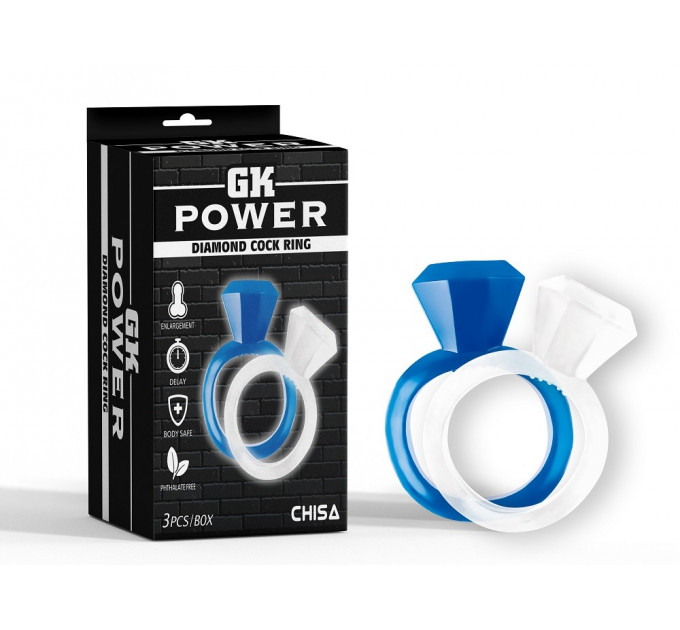 Набір ерекційних кілець Chisa GK Power Diamond Cock Ring у вигляді кілець з діамантами, 2 шт.