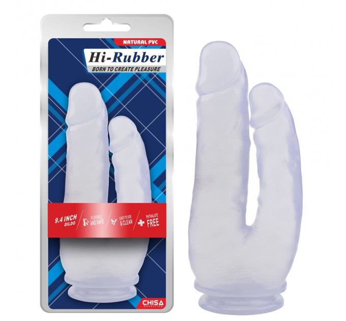 Фаллоимитатор двойной на присоске Chisa Hi-Rubber, прозрачный