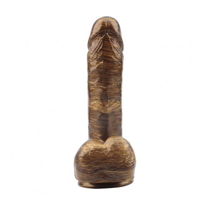 Фаллоимитатор реалистичный Chisa Dark Muscle с яичками на присоске, золотой