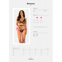 Комплект напівпрозорий Obsessive Bowessa в горошок, чорний, L/XL