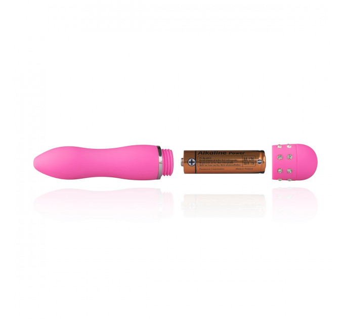 Мини-вибратор со стразами Easytoys, розовый, 11.4 х 2.4 см