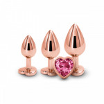 Набор анальных пробок с камнем Rear Assets Trainer Kit Heart Pink