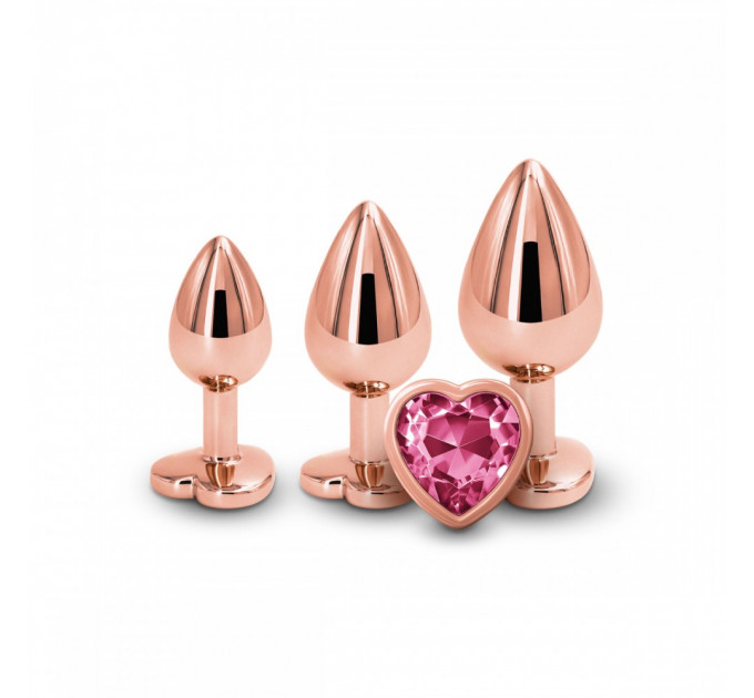 Набор анальных пробок с камнем Rear Assets Trainer Kit Heart Pink