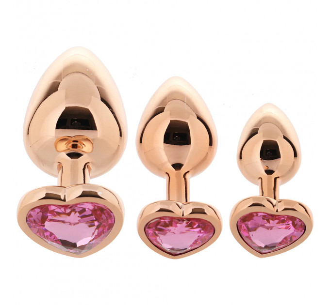 Набор анальных пробок с камнем Rear Assets Trainer Kit Heart Pink