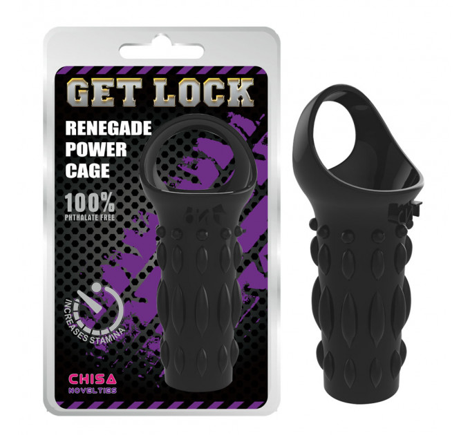 Насадка з кільцем для мошонки Chisa Get Lock Renegade Power Cage, чорна