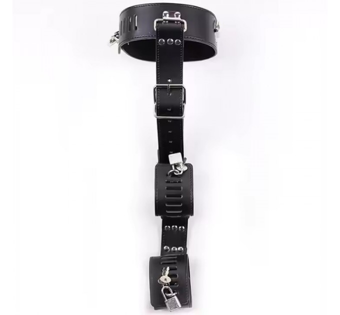Ошейник с наручниками DS Fetish Collar with handscuff black
