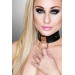 Ошейник широкий черный Kinky Diva Collar Me с золотистым кольцом