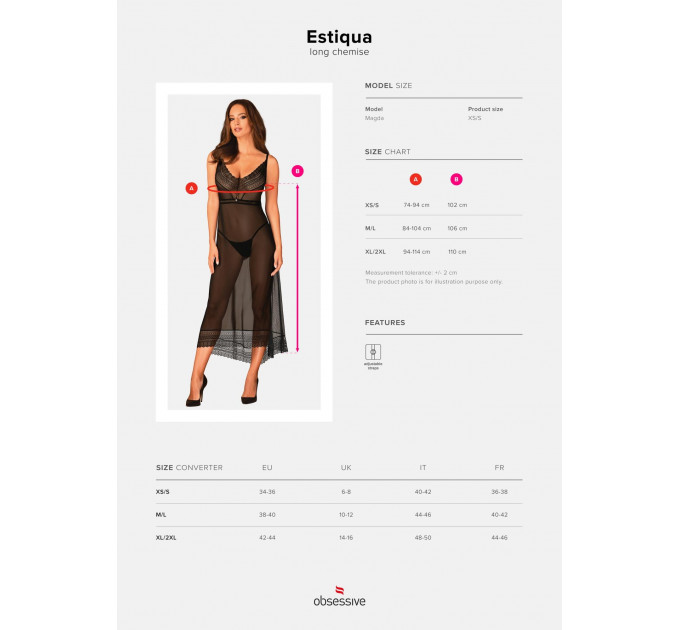 Пеньюар длинный Obssesive Estiqua chemise XL/2XL