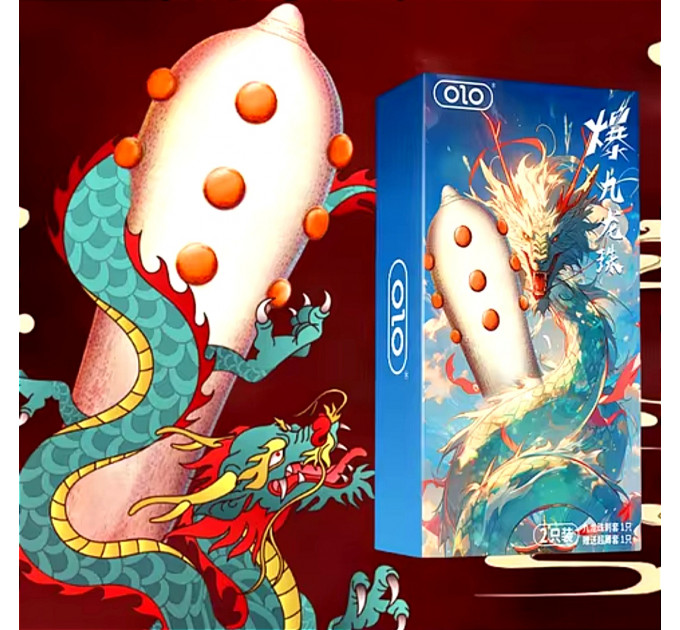 Презервативи OLO Nine Dragon (1 шт. презерватив із шипом та 1 шт. ультра тонкий презерватив)