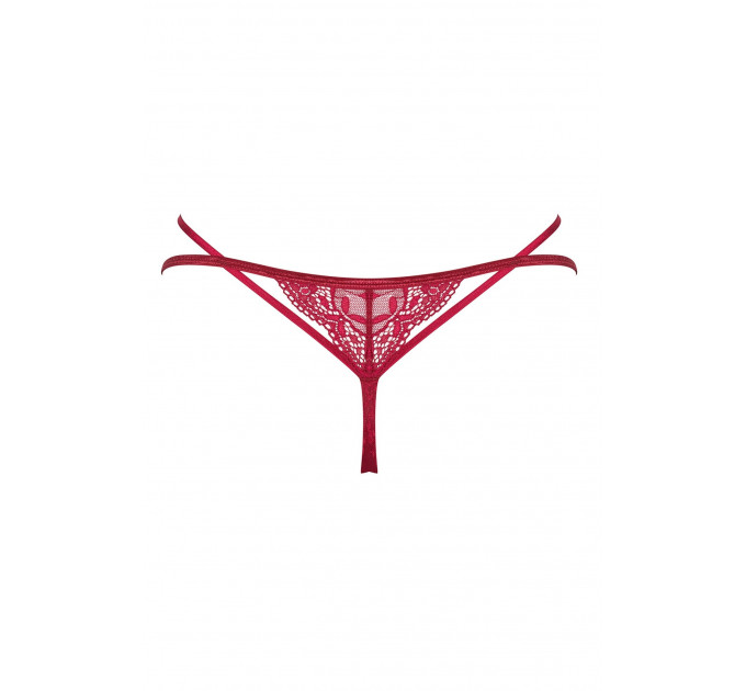 Трусики стринги кружевные Obsessive Ivetta, красный, L/XL
