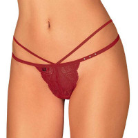 Трусики стринги кружевные Obsessive Ivetta, красный, L/XL