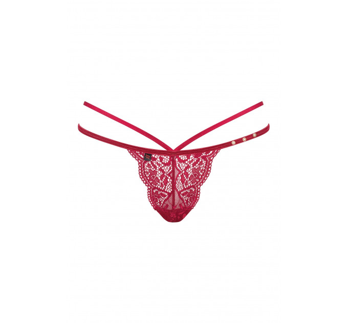 Трусики стринги кружевные Obsessive Ivetta, красный, L/XL
