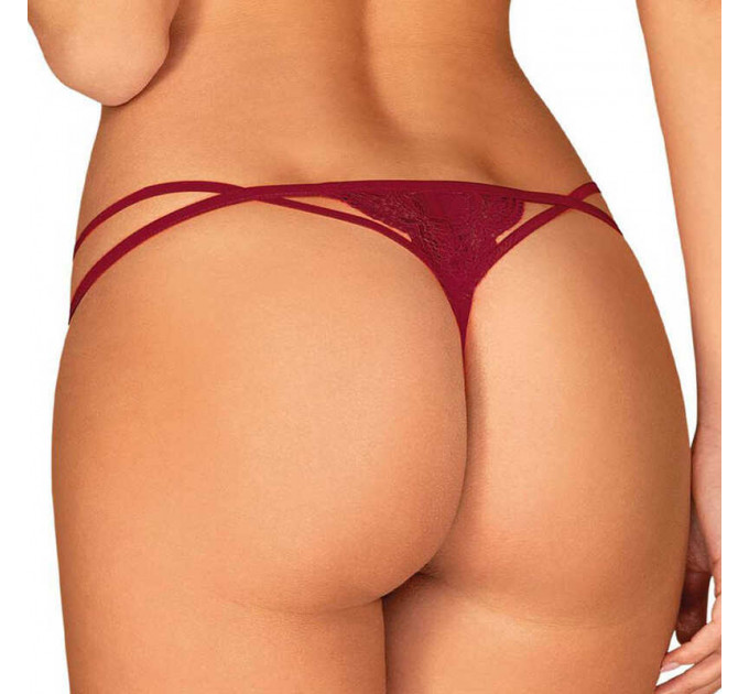 Трусики стринги кружевные Obsessive Ivetta, красный, L/XL
