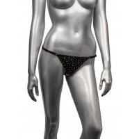 Трусики стринги со стразами и открытым доступом CalExotics Crotchless Thong, черный
