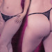 Трусики стринги со стразами и открытым доступом CalExotics Crotchless Thong, черный