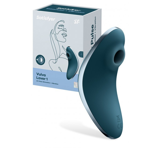 Вакуумный клиторальный стимулятор с вибрацией SATISFYER VULVA LOVER 1 BLUE