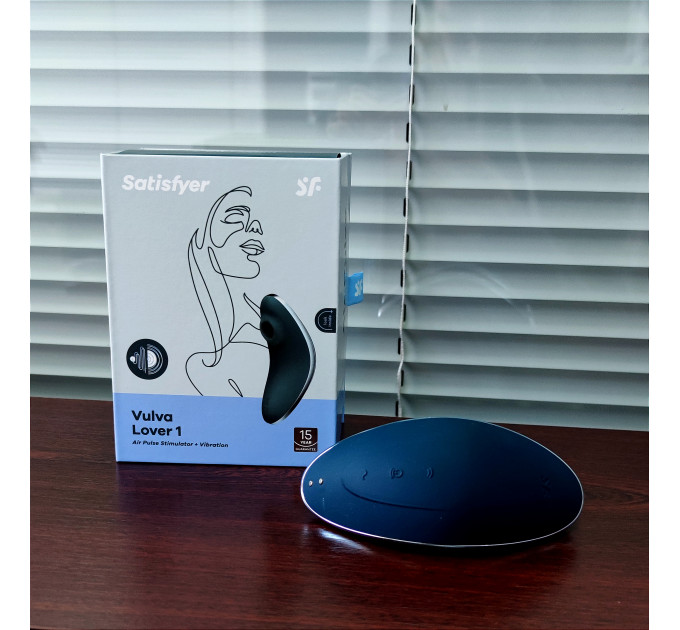 Вакуумный клиторальный стимулятор с вибрацией SATISFYER VULVA LOVER 1 BLUE