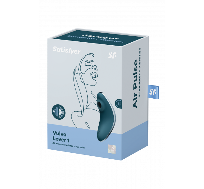 Вакуумный клиторальный стимулятор с вибрацией SATISFYER VULVA LOVER 1 BLUE