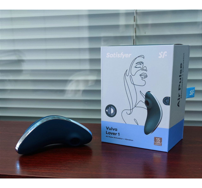 Вакуумный клиторальный стимулятор с вибрацией SATISFYER VULVA LOVER 1 BLUE