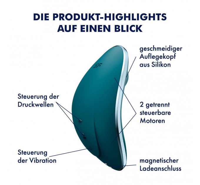 Вакуумный клиторальный стимулятор с вибрацией SATISFYER VULVA LOVER 1 BLUE