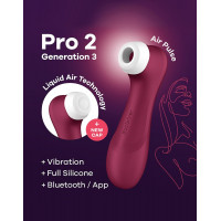 Вакуумний смарт стимулятор Satisfyer Pro 2 Generation 3 Liquid Air Technology, бордовий