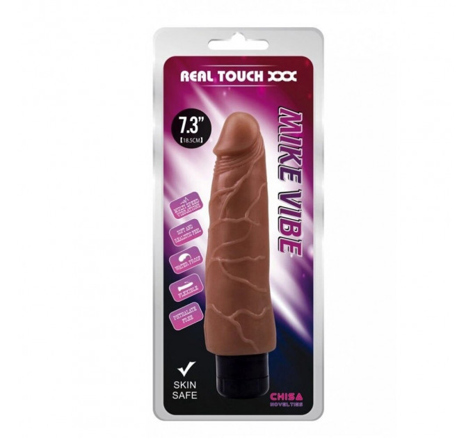 Вибратор реалистичный из киберкожи Chisa Real Touch XXX Mike Vibe, коричневый