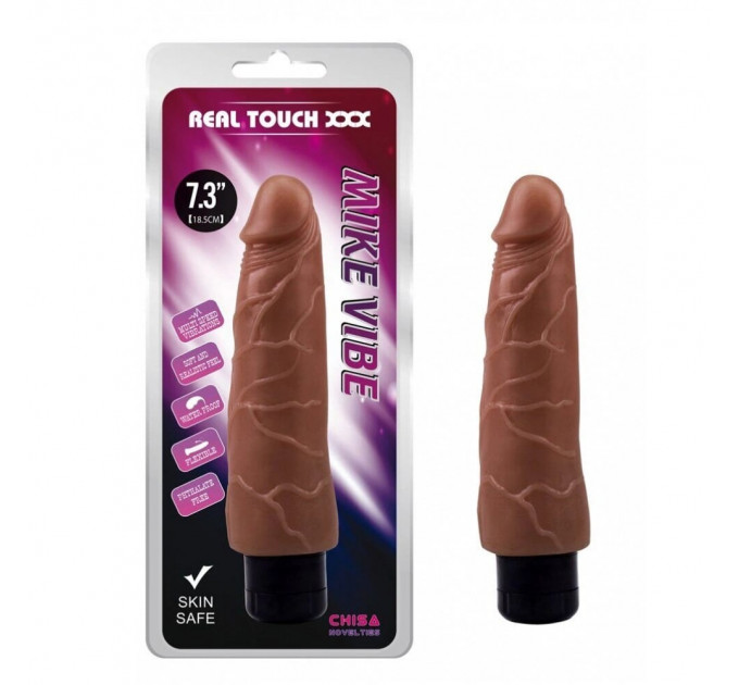 Вибратор реалистичный из киберкожи Chisa Real Touch XXX Mike Vibe, коричневый