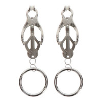 Затискачі-метелики з кільцем Taboom Nipple Play Butterfly Clamps With Ring, сріблясті