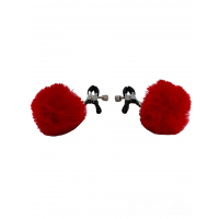 Затискачі на соски DS Fetish Nipple clamps metal poliester red