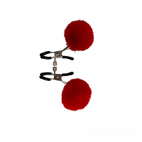Затискачі на соски DS Fetish Nipple clamps metal poliester red