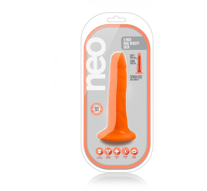 Фаллоимитатор NEO 6INCH DUAL DENSITY COCK NEON ORANGE