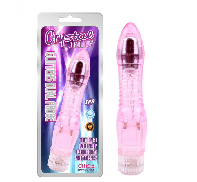 Вибратор прозрачный Chisa Crystal Jellie на батарейках, розовый