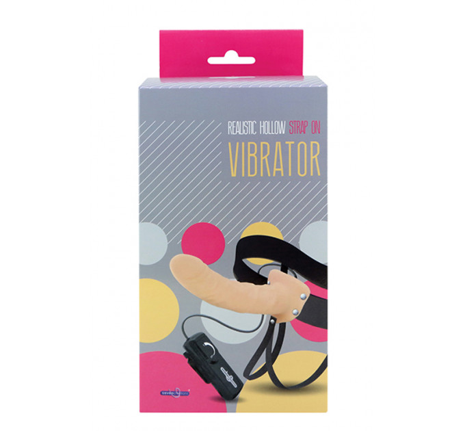 Страпон з вібрацією REALISTIC HOLLOW STRAP ON VIBRATOR 8INCH