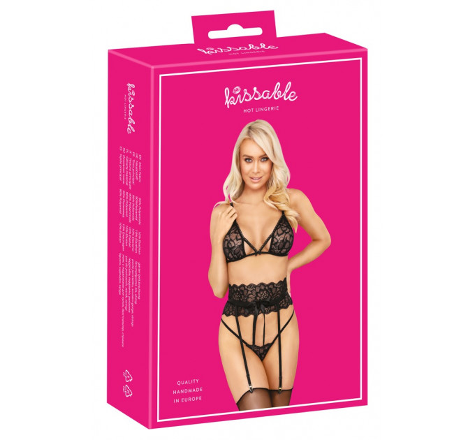 Комплект белья Suspender Set black S/M