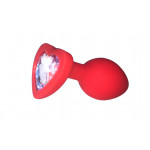 Анальна пробка Red Silicone Heart White M