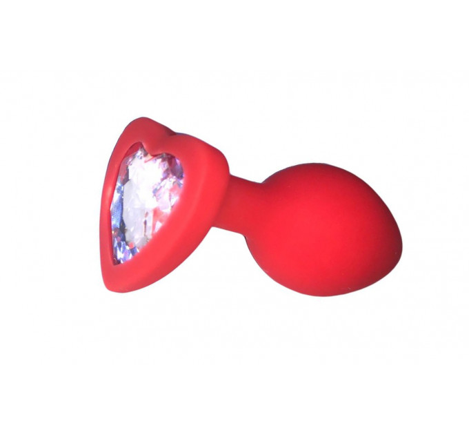 Анальна пробка Red Silicone Heart White M
