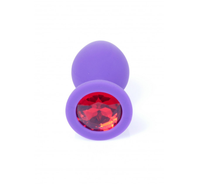 Анальная пробка с камнем Plug-Jewellery Purple Silicon PLUG Medium- Red Diamond размер М