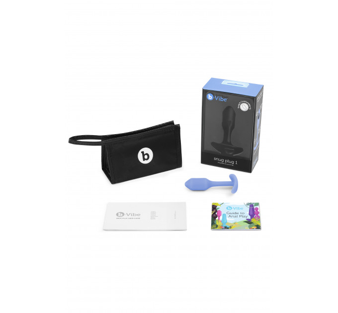 Анальна пробка із зміщеним центром ваги, S, B-vibe Snug Plug 1 фіолетова, 8.6 х 2.2 см