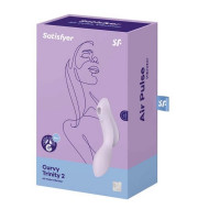 Подвійний вібратор з вакуумною стимуляцією Satisfyer Curvy Trinity 2 бузковий